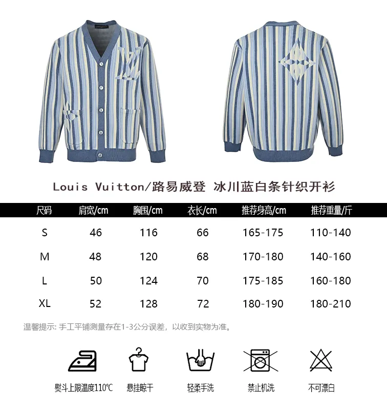 Louis Vuitton/Louis Vuitton glacier blue and white striped knitted cardigan